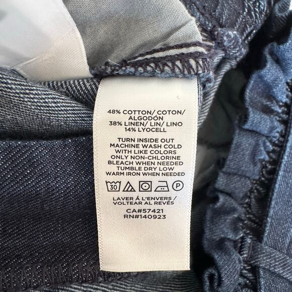 Loft Pants Size Medium Denim Paperbag Tie Elastic Waist Linen Lyocell Blend - Picture 8 of 11